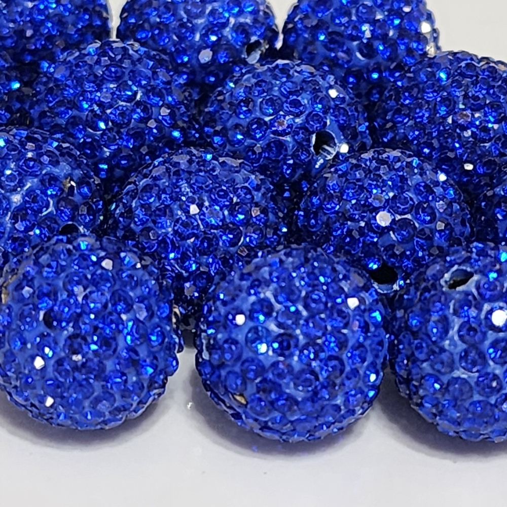 Beads Rhinestone 16mm Blue 4 Pc Acrylic Bubblegum Chunky Loose Crafts DIY‎